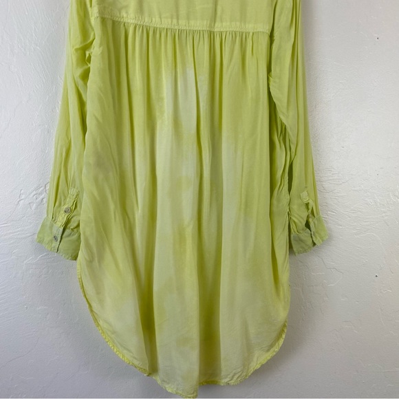 Anthropologie Pilcro Size Small Faded Yellow Green Button Down Long Tunic Blouse - Picture 7 of 8